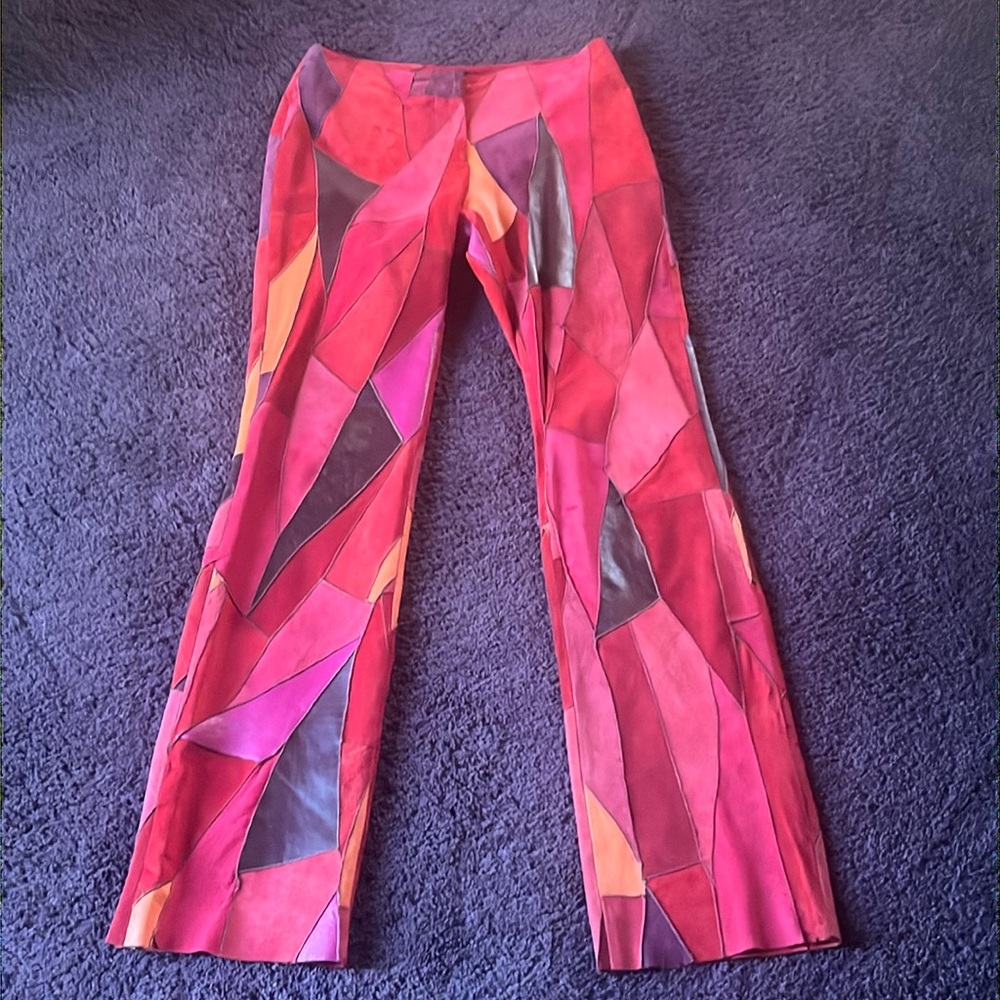 Vintage Wilsons Pelle Studio leather suede patchwork pants size 4 - Picture 1 of 16